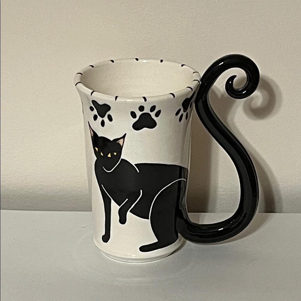 April Gadler. Handmade Black Cat Ceramic Mug. NWOT